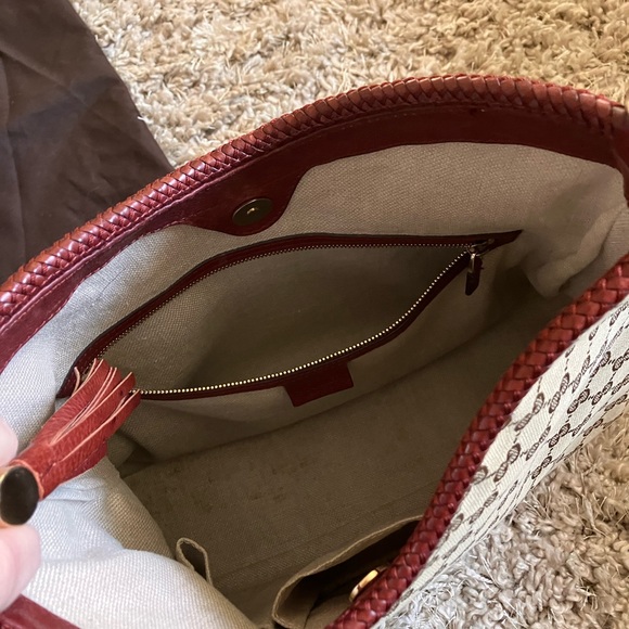 Gucci Burgundy GG Canvas Marrakech Hobo Purse - Picture 2 of 9